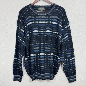 Vtg 90s Coogi Style 3D Knit Sweater XLT Wool Blend Chunky Street Hip Hop Texture
